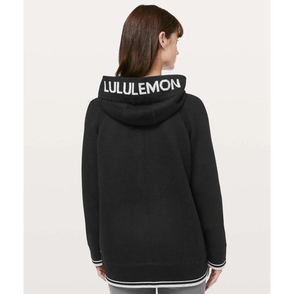 Lululemon Soothe Away Hoodie Black Womens Size 6 Cashmere Blend Sweater Pullover